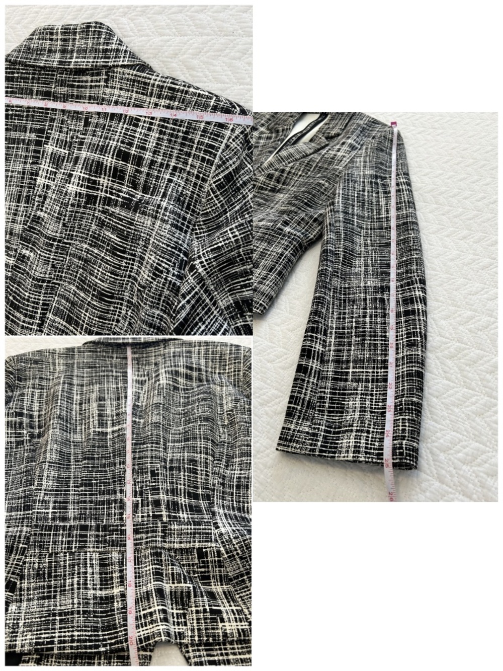 Like New Amanda+Chelsea Black and Off White Ponte Cropped Blazer Size 12 - Picture 13 of 15